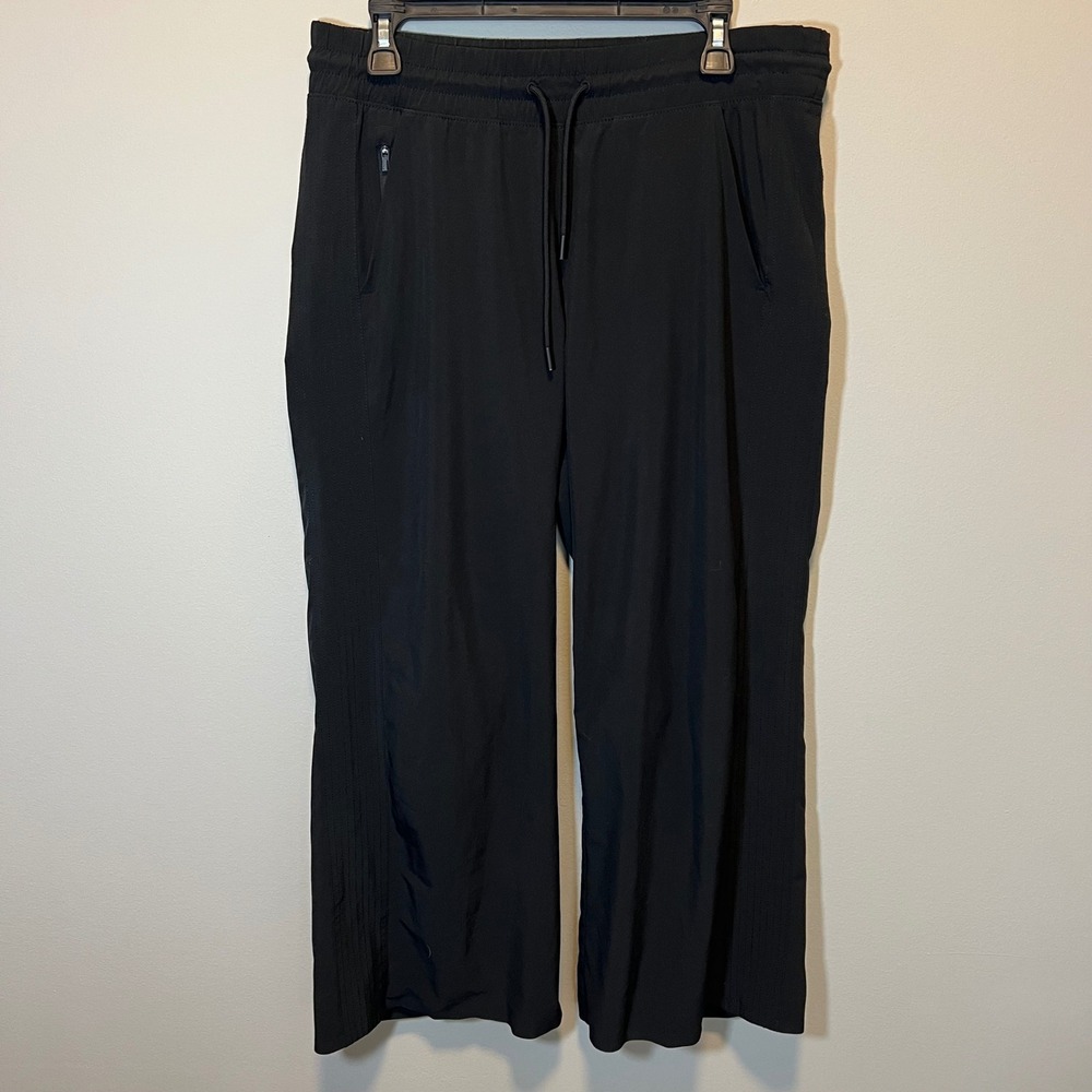 Athleta Wide Leg Pants Black Women's 8 Track Athletic Casual